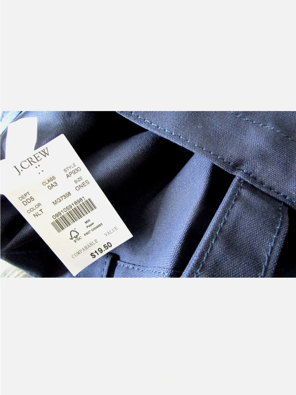 J.Crew Navy Canvas Tote Bag classic w/ tags